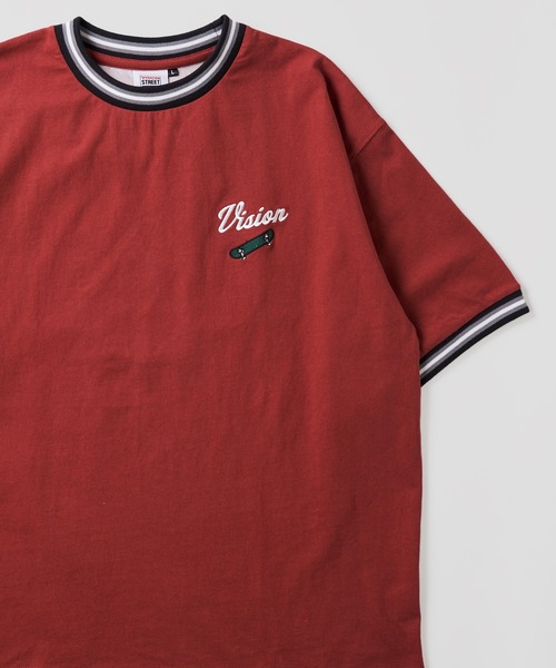 VISION STREET WEAR(ヴィジョンストリートウェア)の「【VISION STREET WEAR】ビッグシルエット 刺繍半袖Tシャツ / リブラインクルーネックTシャツ(Tシャツ/カットソー・メンズ・ブルー系1/ワイン/グリーン系1/ホワイト系2/グレー系1/グレー系2/グリーン系2/ネイビー/ホワイト系1・LARGE/X-LARGE/MEDIUM)」の9枚目の写真