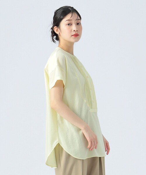 BEAMS HEART(ビームスハート)の「ピンタック クルーネック シャツ(シャツ/ブラウス・レディース・オフホワイト/ブラック/ブルー系その他/マスタード/イエロー系その他4/サックスブルー・ONE SIZE)」の6枚目の写真