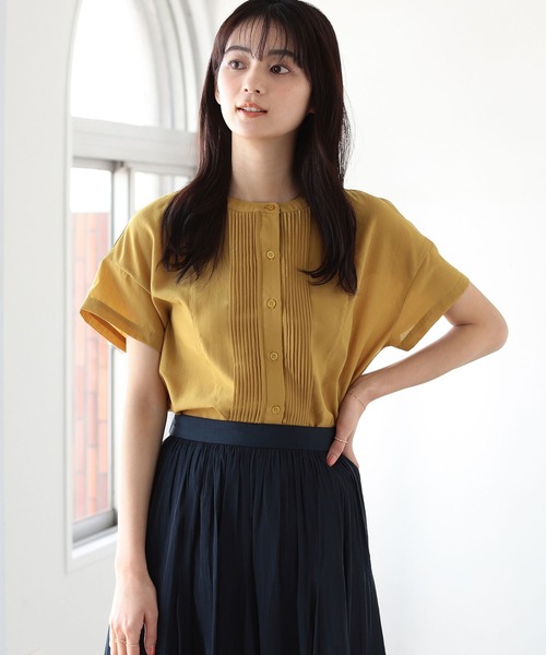 BEAMS HEART(ビームスハート)の「ピンタック クルーネック シャツ(シャツ/ブラウス・レディース・オフホワイト/ブラック/ブルー系その他/マスタード/イエロー系その他4/サックスブルー・ONE SIZE)」の7枚目の写真