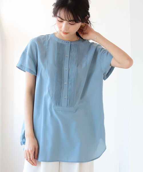 BEAMS HEART(ビームスハート)の「ピンタック クルーネック シャツ(シャツ/ブラウス・レディース・オフホワイト/ブラック/ブルー系その他/マスタード/イエロー系その他4/サックスブルー・ONE SIZE)」の20枚目の写真