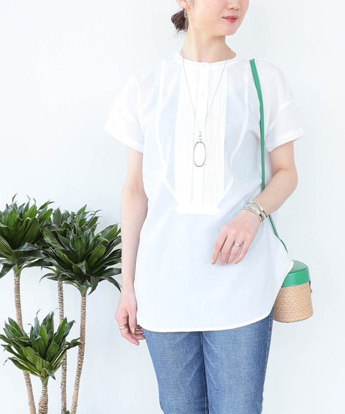 BEAMS HEART(ビームスハート)の「ピンタック クルーネック シャツ(シャツ/ブラウス・レディース・オフホワイト/ブラック/ブルー系その他/マスタード/イエロー系その他4/サックスブルー・ONE SIZE)」の12枚目の写真