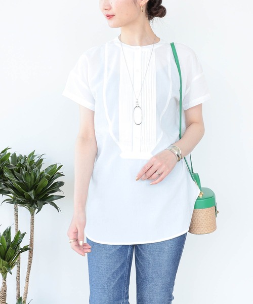 BEAMS HEART(ビームスハート)の「ピンタック クルーネック シャツ(シャツ/ブラウス・レディース・オフホワイト/ブラック/ブルー系その他/マスタード/イエロー系その他4/サックスブルー・ONE SIZE)」の11枚目の写真