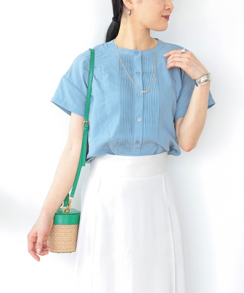 BEAMS HEART(ビームスハート)の「ピンタック クルーネック シャツ(シャツ/ブラウス・レディース・オフホワイト/ブラック/ブルー系その他/マスタード/イエロー系その他4/サックスブルー・ONE SIZE)」の19枚目の写真