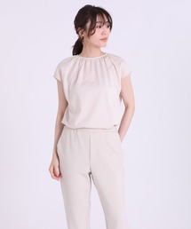 INED | ストライプギャザーカットソー(Tシャツ/カットソー)