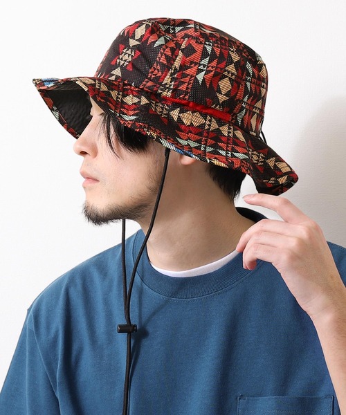 ZIP FIVE(ジップファイブ)の「【loot box】 転写プリント撥水アウトドアフェスハット/サファリハット(ハット・レディース・マスタード/ホワイト系/ホワイト系1/ブラック系/ブラック系1/ブラック系2/グレー系/ベージュ系/ネイビー系/ネイビー系2/ネイビー系3/イエロー系/イエロー系1/ピンク系/レッド系/ワイン系/オレンジ系/オレンジ系1/ネイビー系1・FREE)」の19枚目の写真