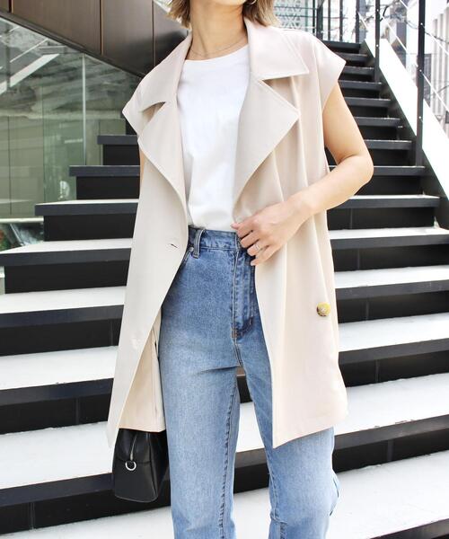 MLI'A（エムリア）の「ノースリミドルトレンチジレ（トレンチコート・レディース・ベージュ/ブラック/アイボリー・M）」の8枚目の写真