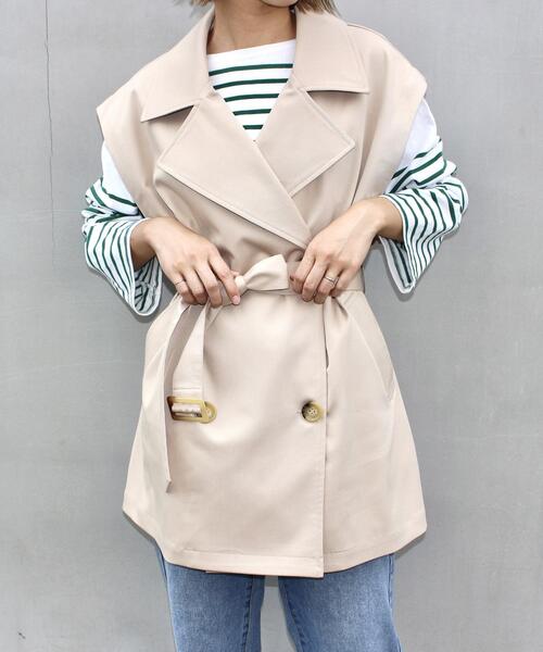 MLI'A（エムリア）の「ノースリミドルトレンチジレ（トレンチコート・レディース・ベージュ/ブラック/アイボリー・M）」の10枚目の写真