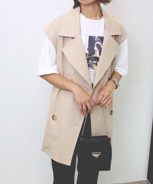 MLI'A（エムリア）の「ノースリミドルトレンチジレ（トレンチコート・レディース・ベージュ/ブラック/アイボリー・M）」の3枚目の写真