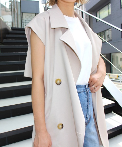 MLI'A（エムリア）の「ノースリミドルトレンチジレ（トレンチコート・レディース・ベージュ/ブラック/アイボリー・M）」の12枚目の写真