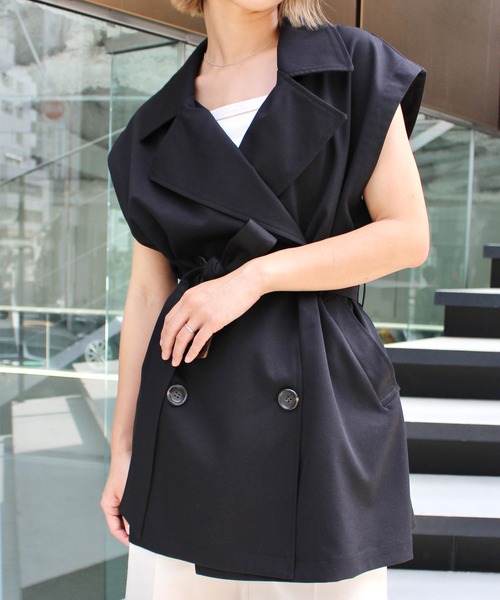 MLI'A（エムリア）の「ノースリミドルトレンチジレ（トレンチコート・レディース・ベージュ/ブラック/アイボリー・M）」の17枚目の写真