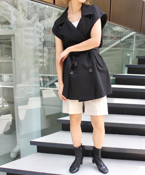 MLI'A（エムリア）の「ノースリミドルトレンチジレ（トレンチコート・レディース・ベージュ/ブラック/アイボリー・M）」の18枚目の写真