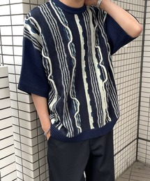 クラシックデザイン3D半袖ニット