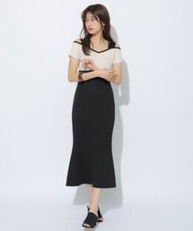 ⭐︎美品⭐︎Rirandture リランドチュールニット切替ワンピ Rirandture - 限定お値下げ🤍シアー切り替えニットワンピース