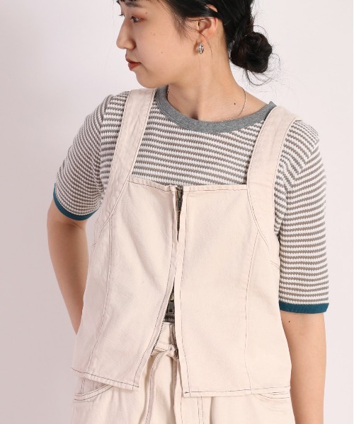 cepo（セポ）の「デニムビスチェ　セットアップ可能（ベスト・レディース・オフホワイト/ブルー系2/ブルー系3・M）」の6枚目の写真