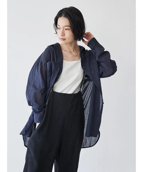 AMERICAN HOLIC（アメリカンホリック）の「インドコットンボイルシャツ（シャツ/ブラウス・レディース・ストライプ/ライトイエロー/ブラウン/オフホワイト/その他5/ネイビー・M/L）」の3枚目の写真