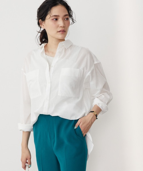 AMERICAN HOLIC（アメリカンホリック）の「インドコットンボイルシャツ（シャツ/ブラウス・レディース・ストライプ/ライトイエロー/ブラウン/オフホワイト/その他5/ネイビー・M/L）」の9枚目の写真