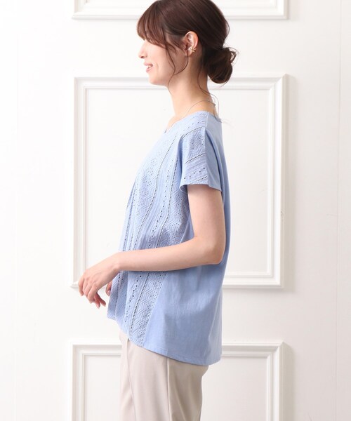 DRESKIP（ドレスキップ）の「◆フロント刺繍レースプルオーバー（Tシャツ/カットソー・レディース・ライトブルー/ブラック/オフホワイト/ライトオレンジ系・02/03/04）」の6枚目の写真