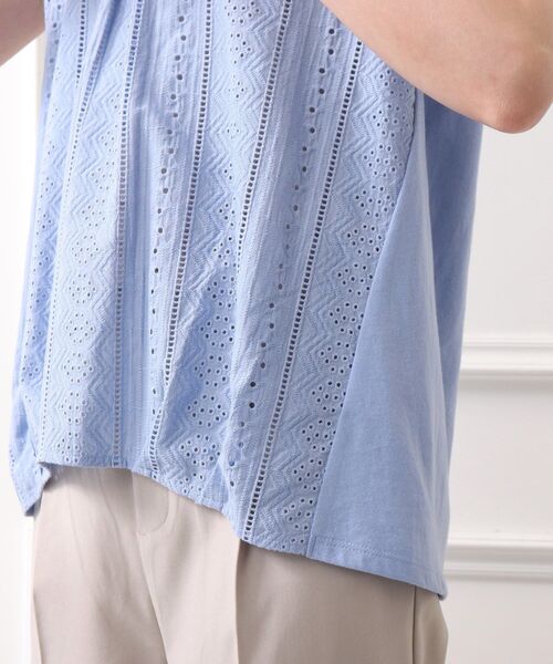 DRESKIP（ドレスキップ）の「◆フロント刺繍レースプルオーバー（Tシャツ/カットソー・レディース・ライトブルー/ブラック/オフホワイト/ライトオレンジ系・02/03/04）」の10枚目の写真