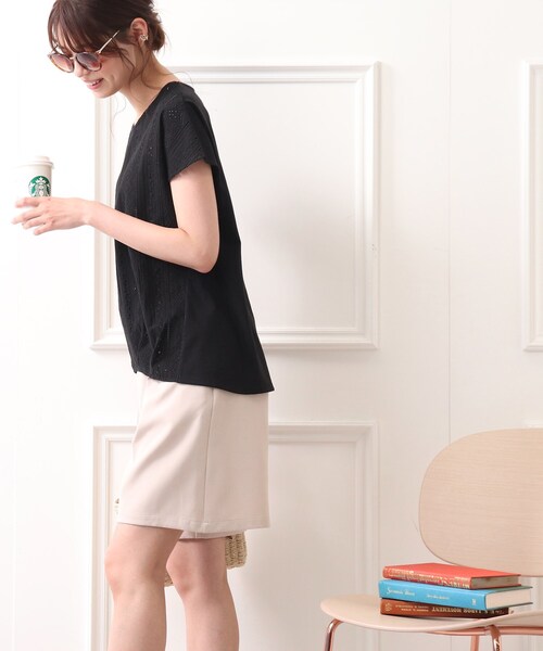 DRESKIP（ドレスキップ）の「◆フロント刺繍レースプルオーバー（Tシャツ/カットソー・レディース・ライトブルー/ブラック/オフホワイト/ライトオレンジ系・02/03/04）」の13枚目の写真