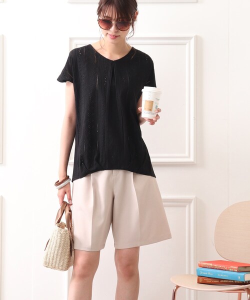 DRESKIP（ドレスキップ）の「◆フロント刺繍レースプルオーバー（Tシャツ/カットソー・レディース・ライトブルー/ブラック/オフホワイト/ライトオレンジ系・02/03/04）」の14枚目の写真