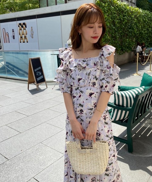 one after another NICE CLAUP(ワンアフターアナザーナイスクラップ)の「肩あきフリルワンピ(ワンピース・レディース・アイボリー/ブラック/グリーン系その他/パープル系その他・FREE)」の15枚目の写真