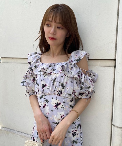 one after another NICE CLAUP(ワンアフターアナザーナイスクラップ)の「肩あきフリルワンピ(ワンピース・レディース・アイボリー/ブラック/グリーン系その他/パープル系その他・FREE)」の16枚目の写真