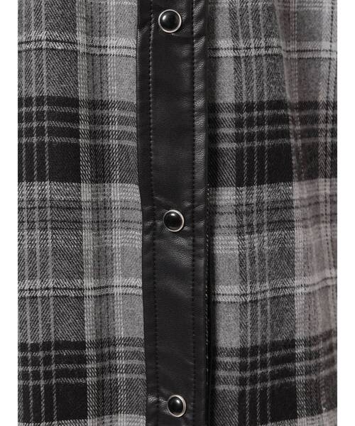 GYDA（ジェイダ）の「フェイクレザードッキングCHECKシャツ（シャツ/ブラウス・レディース・ベージュ/グレー・FREE）」の19枚目の写真