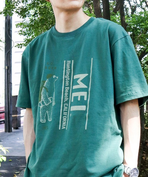 MEI（メイ）の「MEI GO GREEN TEE　＊（Tシャツ/カットソー・レディース・ホワイト/ダークグリーン・M/L/XL）」の2枚目の写真