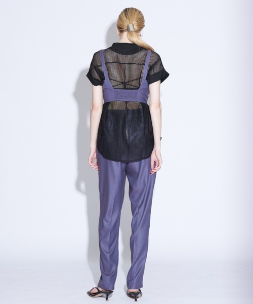 Solace（ソレイス）の「メッシュ切替ノースリブラウス（シャツ/ブラウス・レディース・ブラック/ナチュラル・FREE）」の5枚目の写真