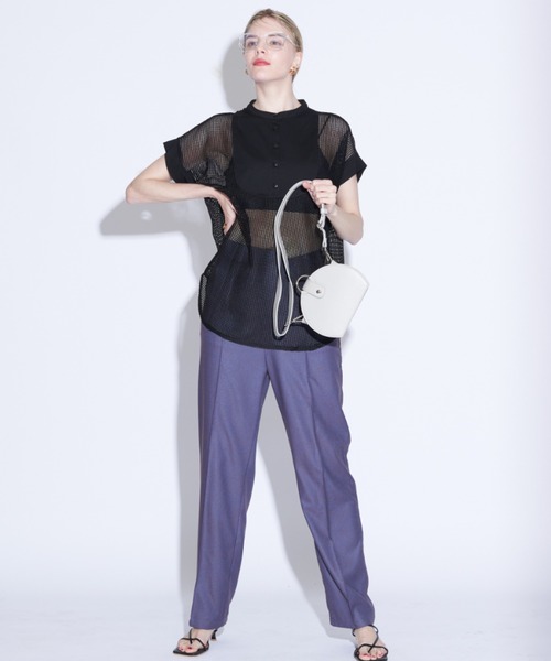 Solace（ソレイス）の「メッシュ切替ノースリブラウス（シャツ/ブラウス・レディース・ブラック/ナチュラル・FREE）」の8枚目の写真