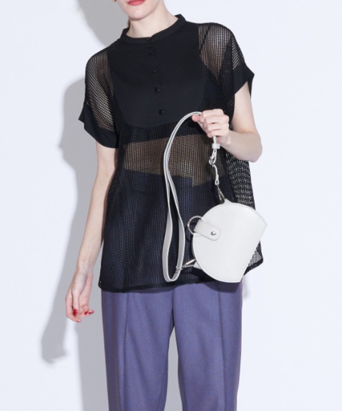 Solace（ソレイス）の「メッシュ切替ノースリブラウス（シャツ/ブラウス・レディース・ブラック/ナチュラル・FREE）」の9枚目の写真