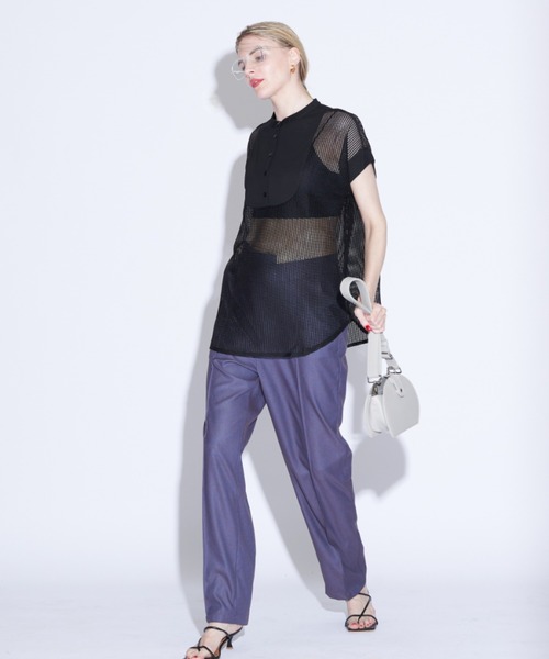 Solace（ソレイス）の「メッシュ切替ノースリブラウス（シャツ/ブラウス・レディース・ブラック/ナチュラル・FREE）」の12枚目の写真