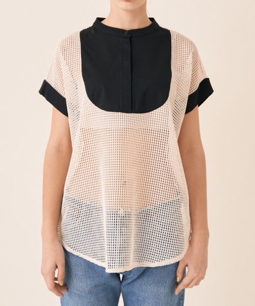 Solace（ソレイス）の「メッシュ切替ノースリブラウス（シャツ/ブラウス・レディース・ブラック/ナチュラル・FREE）」の17枚目の写真