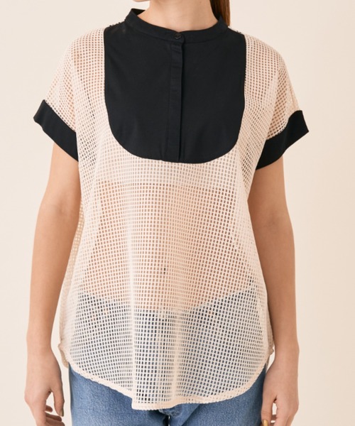 Solace（ソレイス）の「メッシュ切替ノースリブラウス（シャツ/ブラウス・レディース・ブラック/ナチュラル・FREE）」の18枚目の写真