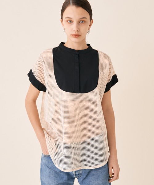 Solace（ソレイス）の「メッシュ切替ノースリブラウス（シャツ/ブラウス・レディース・ブラック/ナチュラル・FREE）」の19枚目の写真