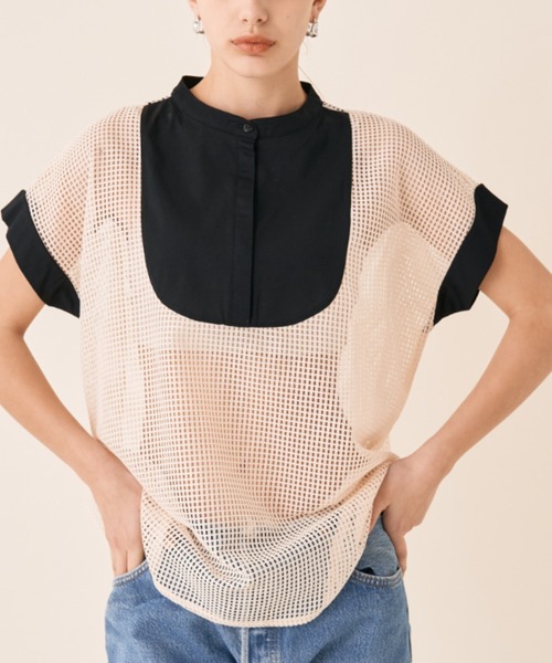 Solace（ソレイス）の「メッシュ切替ノースリブラウス（シャツ/ブラウス・レディース・ブラック/ナチュラル・FREE）」の20枚目の写真