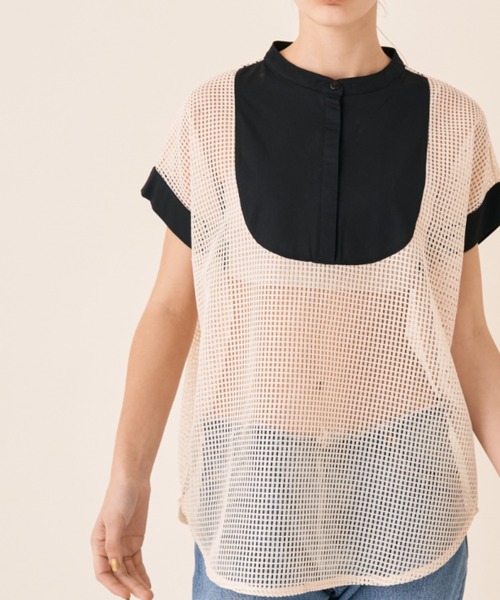 Solace（ソレイス）の「メッシュ切替ノースリブラウス（シャツ/ブラウス・レディース・ブラック/ナチュラル・FREE）」の21枚目の写真