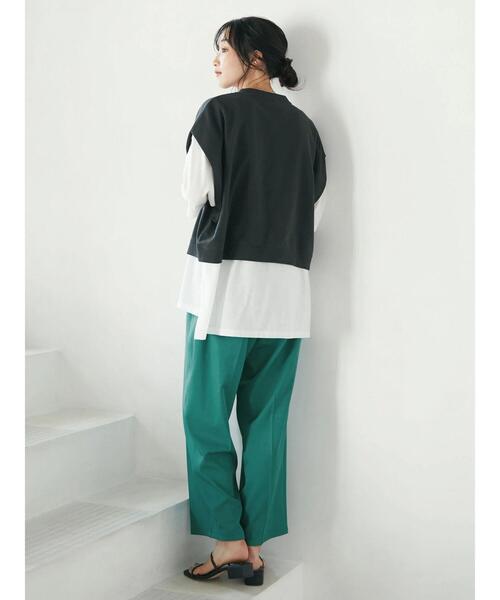 CRAFT STANDARD BOUTIQUE(クラフトスタンダードブティック)の「ミニ裏毛ベスト+5分袖チュニック SET *(ベスト・レディース・ベージュ/グリーン/チャコールグレー・FREE)」の9枚目の写真