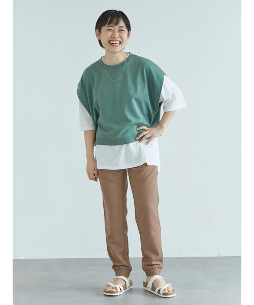 CRAFT STANDARD BOUTIQUE(クラフトスタンダードブティック)の「ミニ裏毛ベスト+5分袖チュニック SET *(ベスト・レディース・ベージュ/グリーン/チャコールグレー・FREE)」の11枚目の写真