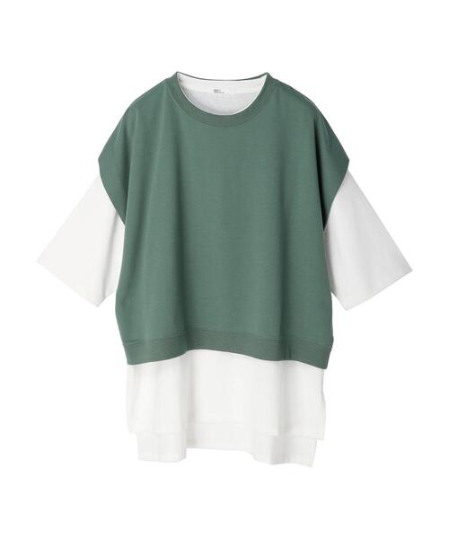 CRAFT STANDARD BOUTIQUE(クラフトスタンダードブティック)の「ミニ裏毛ベスト+5分袖チュニック SET *(ベスト・レディース・ベージュ/グリーン/チャコールグレー・FREE)」の12枚目の写真