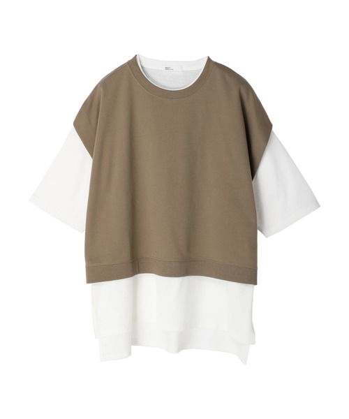 CRAFT STANDARD BOUTIQUE(クラフトスタンダードブティック)の「ミニ裏毛ベスト+5分袖チュニック SET *(ベスト・レディース・ベージュ/グリーン/チャコールグレー・FREE)」の2枚目の写真