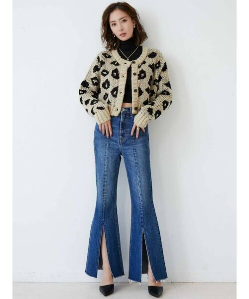 GYDA（ジェイダ）の「LEOPARD PATTERNショートニットカーディガン（カーディガン/ボレロ・レディース・オフホワイト/ベージュ・FREE）」の12枚目の写真