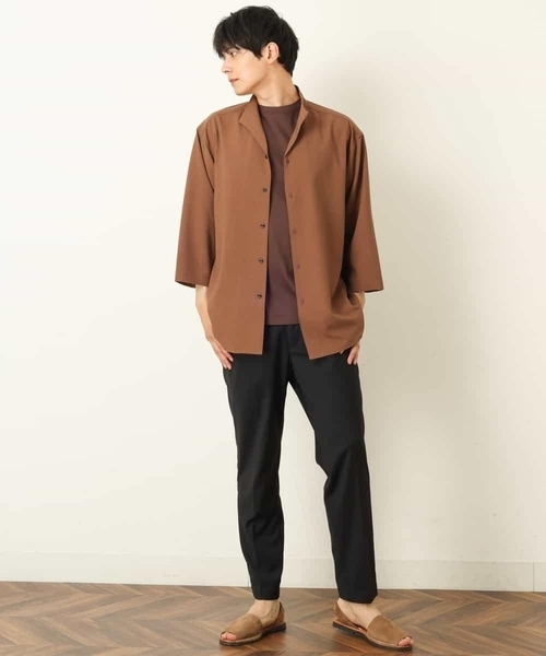 a.v.v（アーヴェヴェ）の「8分袖スタンドカラーシャツ（シャツ/ブラウス・メンズ・チャコールグレー/ライトブラウン・46/48/50）」の7枚目の写真