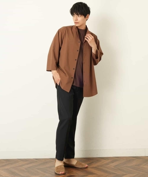 a.v.v（アーヴェヴェ）の「8分袖スタンドカラーシャツ（シャツ/ブラウス・メンズ・チャコールグレー/ライトブラウン・46/48/50）」の10枚目の写真