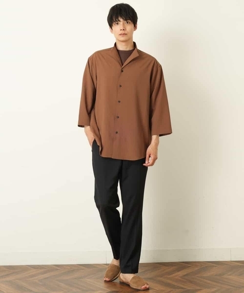 a.v.v（アーヴェヴェ）の「8分袖スタンドカラーシャツ（シャツ/ブラウス・メンズ・チャコールグレー/ライトブラウン・46/48/50）」の20枚目の写真