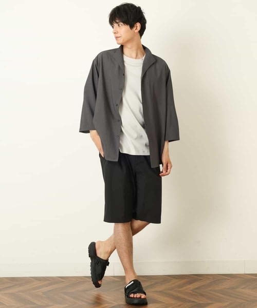 a.v.v（アーヴェヴェ）の「8分袖スタンドカラーシャツ（シャツ/ブラウス・メンズ・チャコールグレー/ライトブラウン・46/48/50）」の15枚目の写真