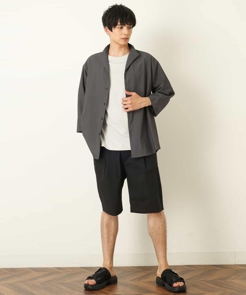 a.v.v（アーヴェヴェ）の「8分袖スタンドカラーシャツ（シャツ/ブラウス・メンズ・チャコールグレー/ライトブラウン・46/48/50）」の18枚目の写真