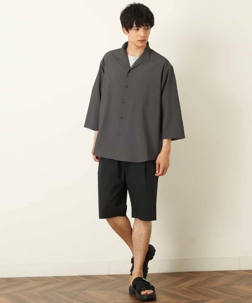 a.v.v（アーヴェヴェ）の「8分袖スタンドカラーシャツ（シャツ/ブラウス・メンズ・チャコールグレー/ライトブラウン・46/48/50）」の13枚目の写真