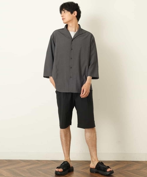 a.v.v（アーヴェヴェ）の「8分袖スタンドカラーシャツ（シャツ/ブラウス・メンズ・チャコールグレー/ライトブラウン・46/48/50）」の5枚目の写真