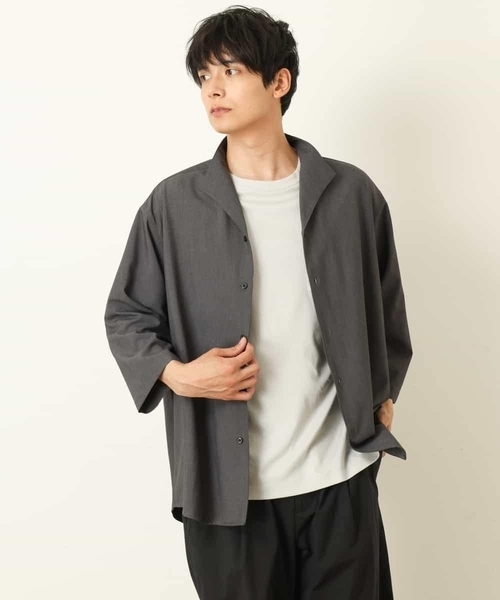 a.v.v（アーヴェヴェ）の「8分袖スタンドカラーシャツ（シャツ/ブラウス・メンズ・チャコールグレー/ライトブラウン・46/48/50）」の19枚目の写真